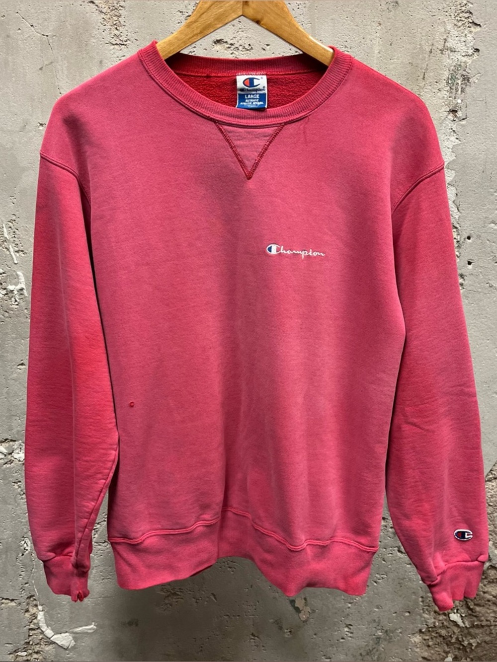 Champion Vintage 90s Fleece Sweatshirt Embroidered Logo Crewneck Faded Thrashed